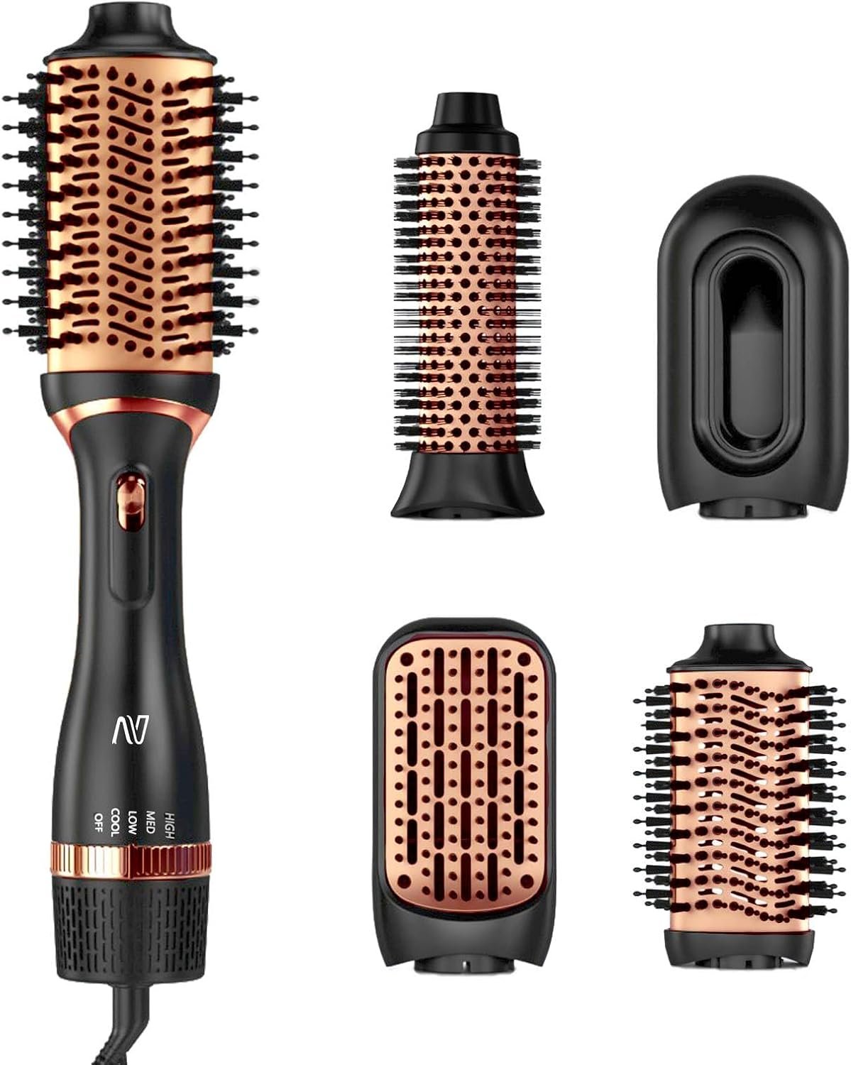 Nycoba Hair Dryer Brush Set, Multifunctional Hot Air Brush for Salon Blowouts, Negative Ion Technology & Fast Drying, Shiny and Less Frizz, Copper