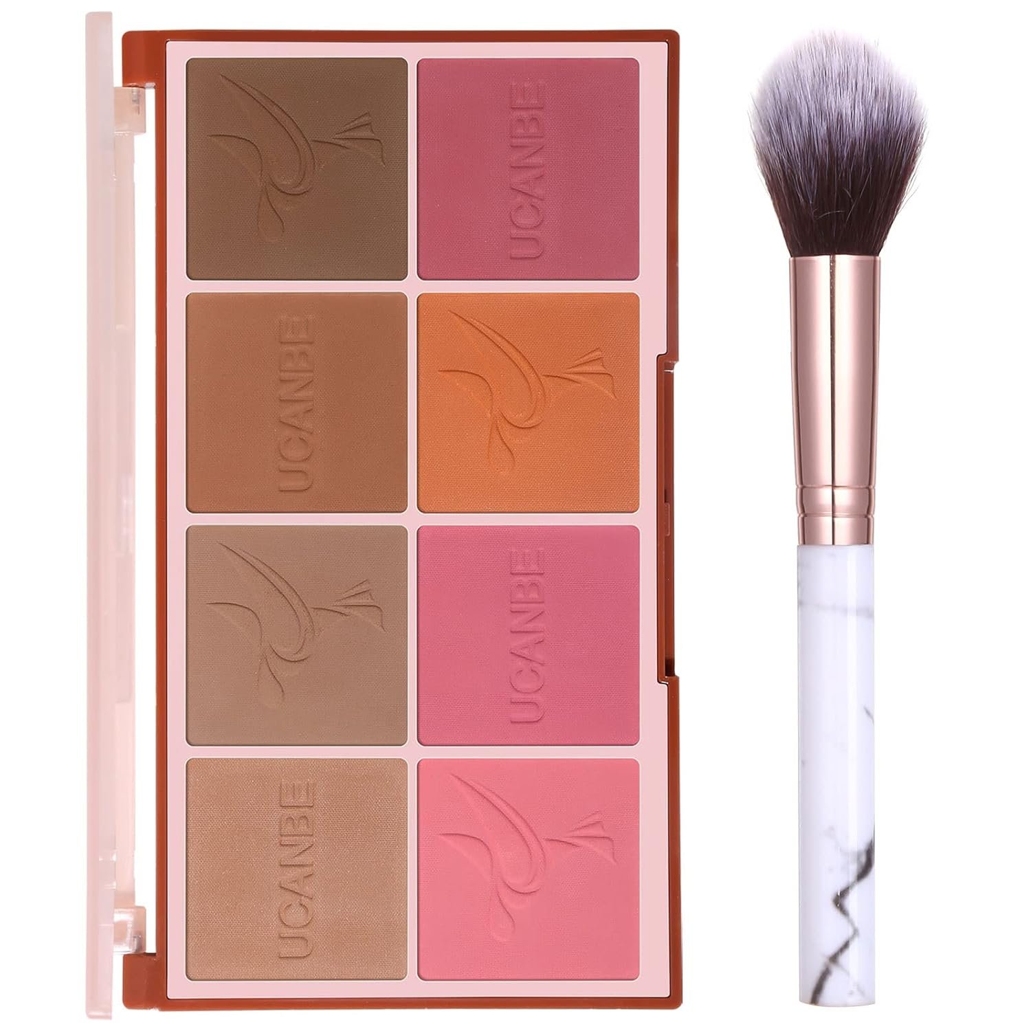 8 Colors Face Matte Blush Palette Shading Blusher – Buildable Facial Cheek Blusher Contour Bronzing Pressed Powder Makeup Pallet Women Gift Set (8 Colors Blush Contour Palette with brush)