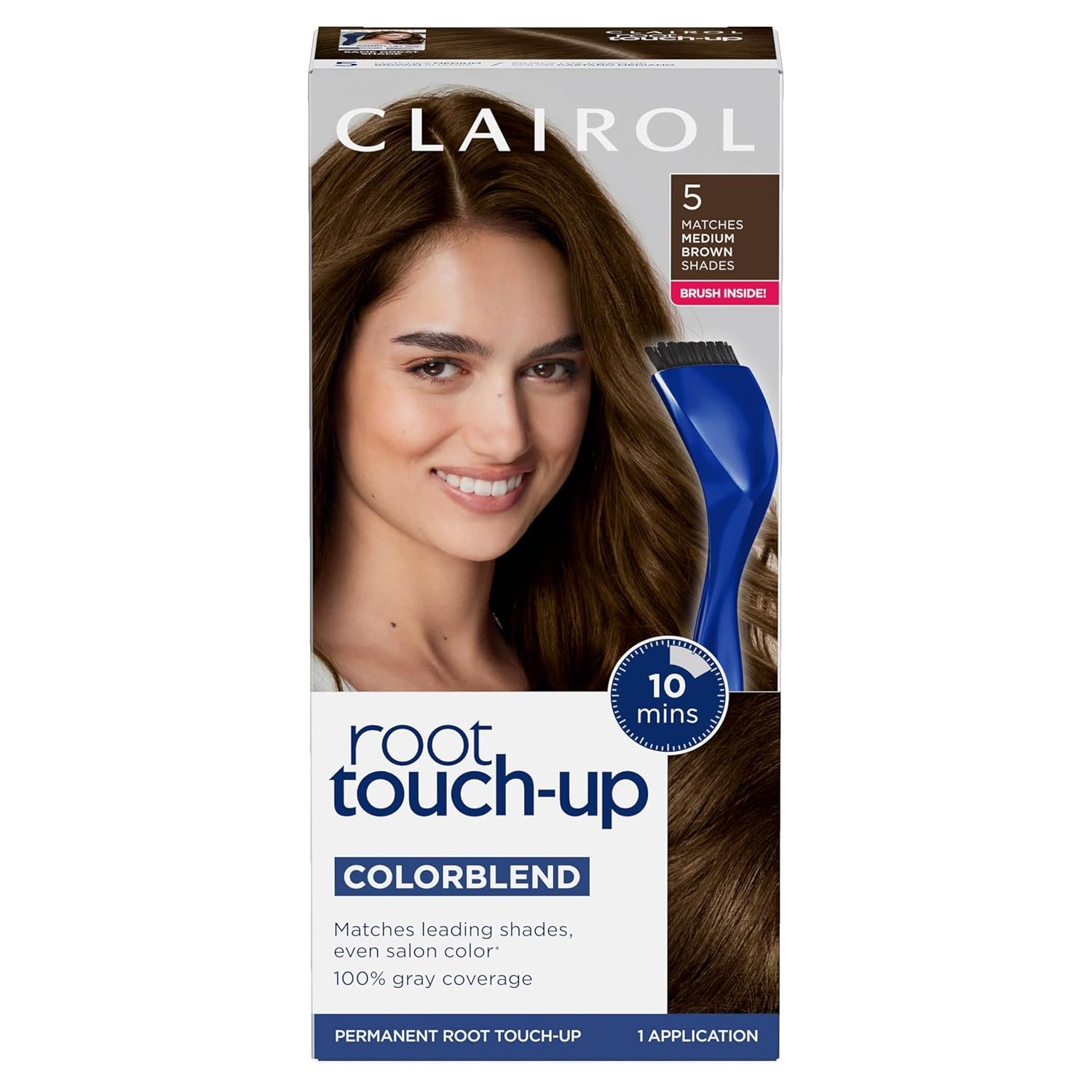 Clairol Root Touch-Up by Nice’n Easy Permanent Hair Dye, 5 Medium Brown Hair Color | 100% Gray Coverage | Easy Brush Application | Matches Professional Salon Shades | Pack of 1
