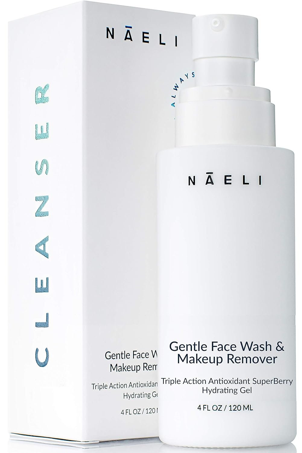 NAELI Gentle Face Cleanser – All Natural Anti Aging Vitamin C Face Wash for Sensitive & Dry Skin with Hyaluronic Acid & Antioxidants – Vegan & Cruelty Free, 4 oz
