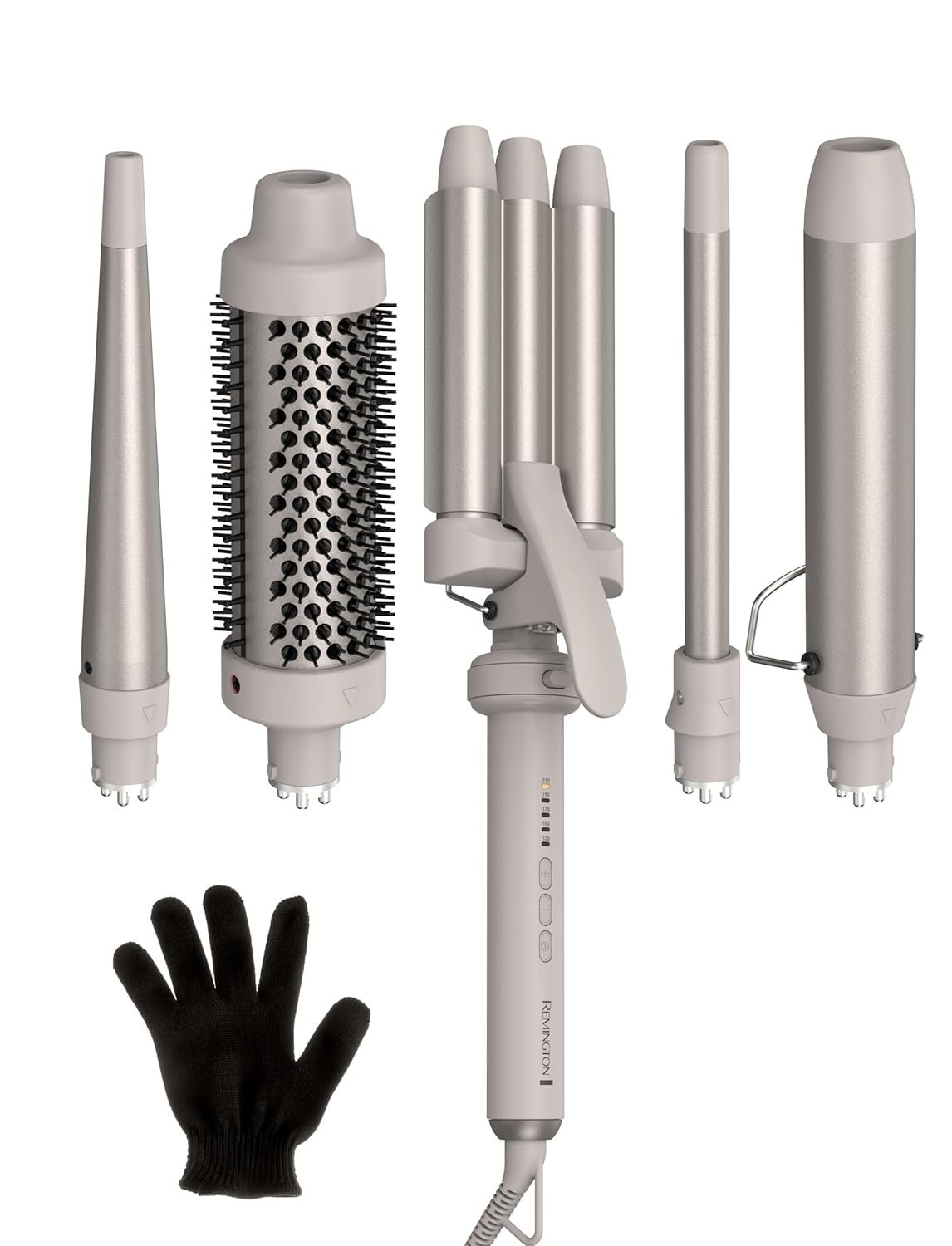 Remington 5-in-1 Curling Wand Set – Interchangeable Ceramic Curling Iron for Beach Waves, Loose & Tight Curls, Multi Styler Hair Tool, Fast Heat, Salon Results at Home