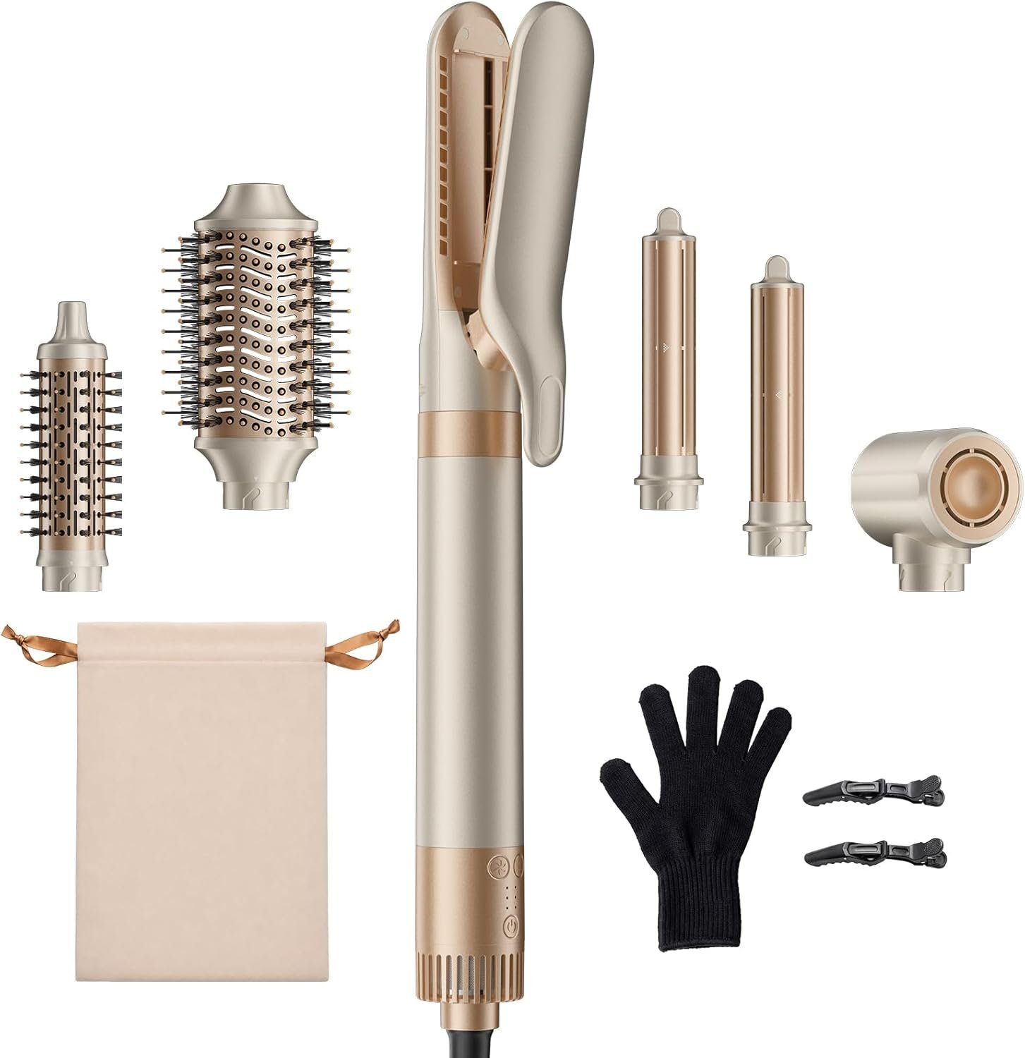 MESCOMB 6 in 1 Wet to Dry Air Straightener & Blow Dryer, 1500W Hot Air Styler Wrap, Fast Drying Blowout Brush with Negative Ion Care for Smoothing, Curling, Volumizing and Frizz Control