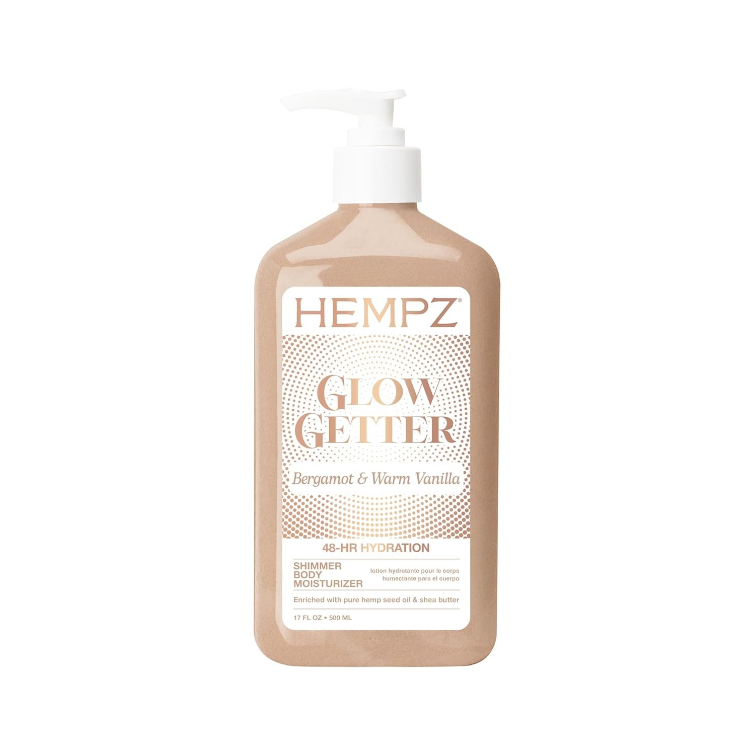 Hempz Glow Getter Body Lotion, Hydrating Moisturizer with Shimmer, 17 oz.