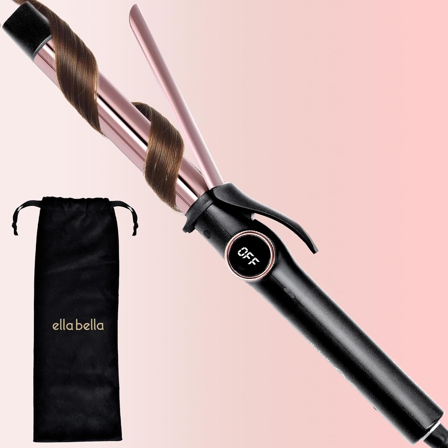 ELLA BELLA® Slimline Curling Iron 1 Inch – Professional Curling Wand with Dual Voltage, Titanium Coating, for Long-Lasting Curls and Reliable Styling