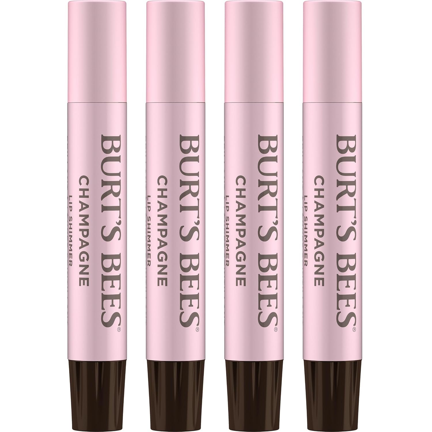 Burt’s Bees Shimmer Lip Tint Set, Mothers Day Gifts, Tinted Lip Balm Stick, Moisturizing for All Day Hydration with Natural Origin Glowy Pigmented Finish & Buildable Color, Champagne (4-Pack)