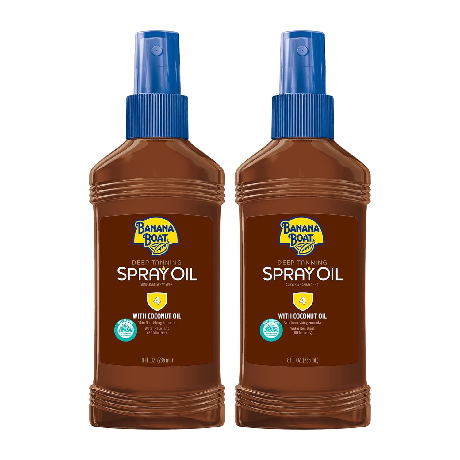 Banana Boat Deep Tanning Oil Spray SPF 4 | Dark Tanning Oil with SPF 4 Sunscreen, Water Resistant, 8Fl Oz each Twin Pack