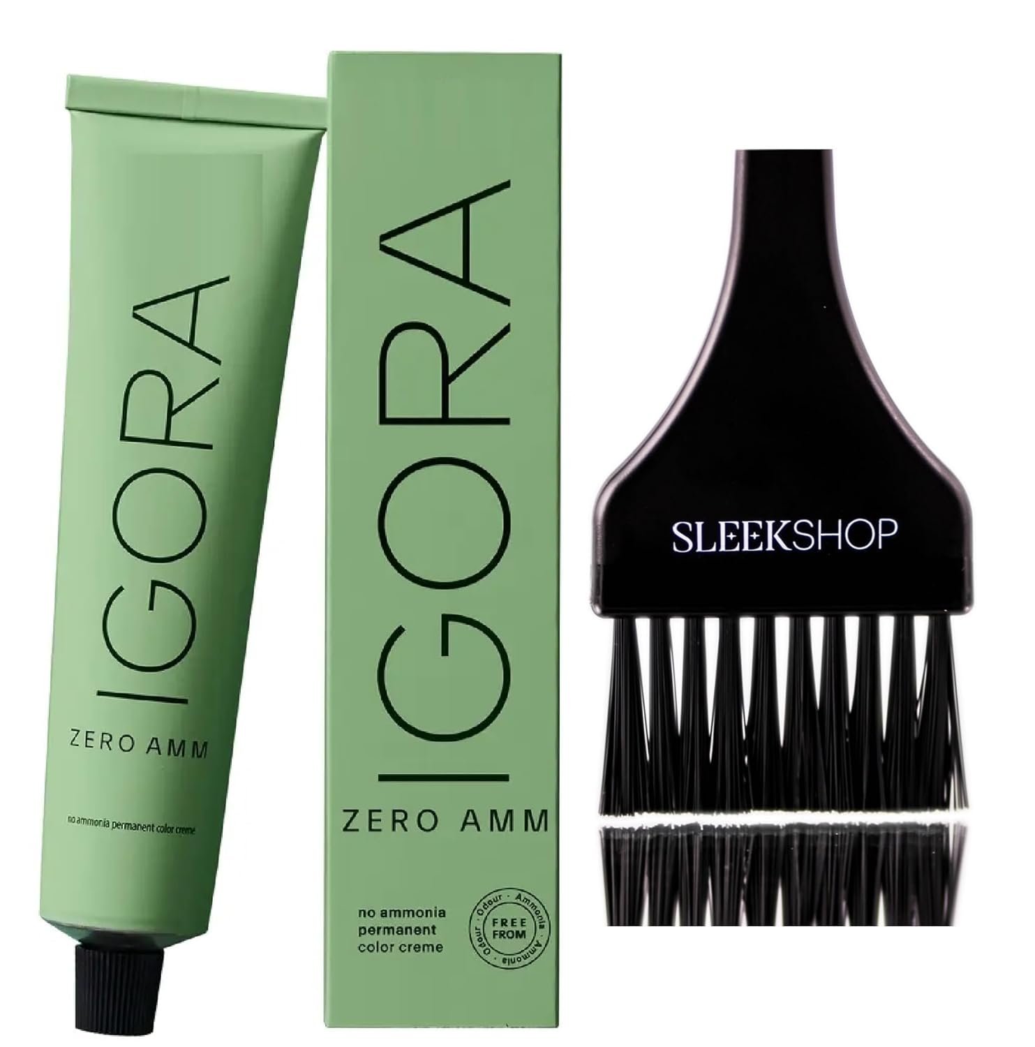 yper Comb + IGORA ZERO AMM No Ammonia Permanent Hair Color Creme Color, AMMONIA-FREE Haircolor Cream Dye Colour (w/SIeekshop Brush) (4-0 Medium Brown Natural)