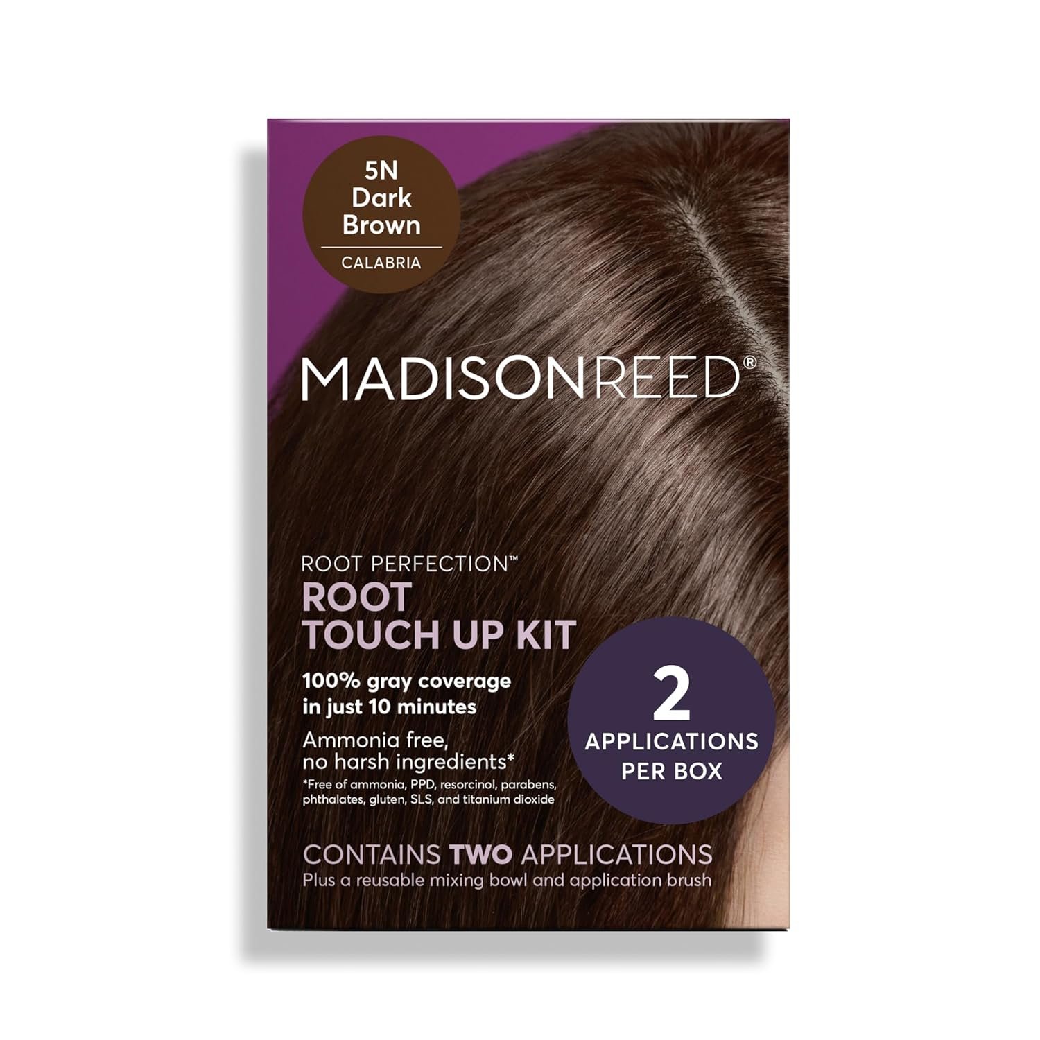 Madison Reed Root Perfection Root Touch Up Kit – 5N Calabria Dark Brown, 2 Permanent Applications, 100% Gray Coverage in 10 Min | PPD-Free & Ammonia-Free, Includes Hydrating Hair Mask