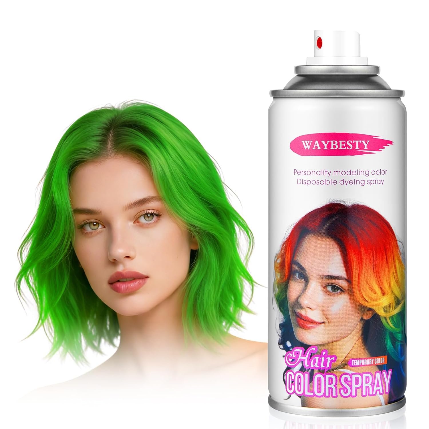 Green Hair Spray, One-Day Hair Color Spray For Kids Women Men, Temporary Hair Dye Washable Hair Color Wax Non-Sticky For Cosplay Party DIY, Christmas Party, Halloween Crazy Hair Day (120ML)