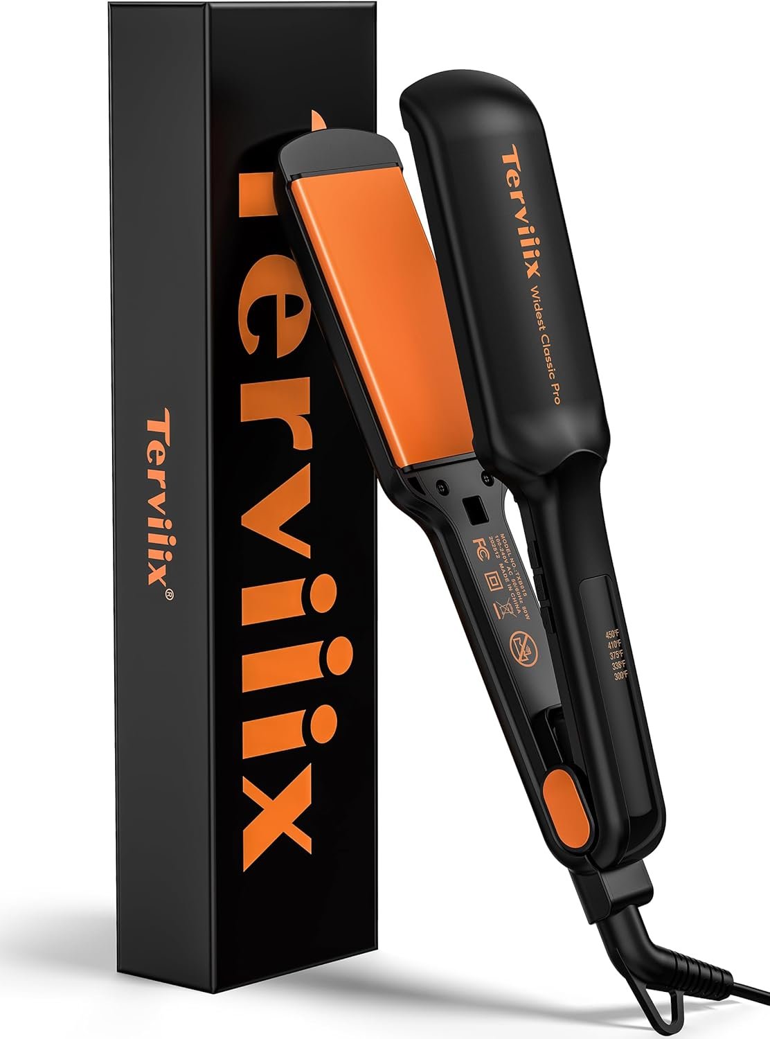 Terviiix 2 Inch Extra Wide Flat Iron Hair Straightener, Ceramic Tourmaline | For Thick, 4C Natural, Coarse & Curly Hair, 30s Fast Heat, 300-450°F Adjustable, Auto Shut Off, Dual Voltage