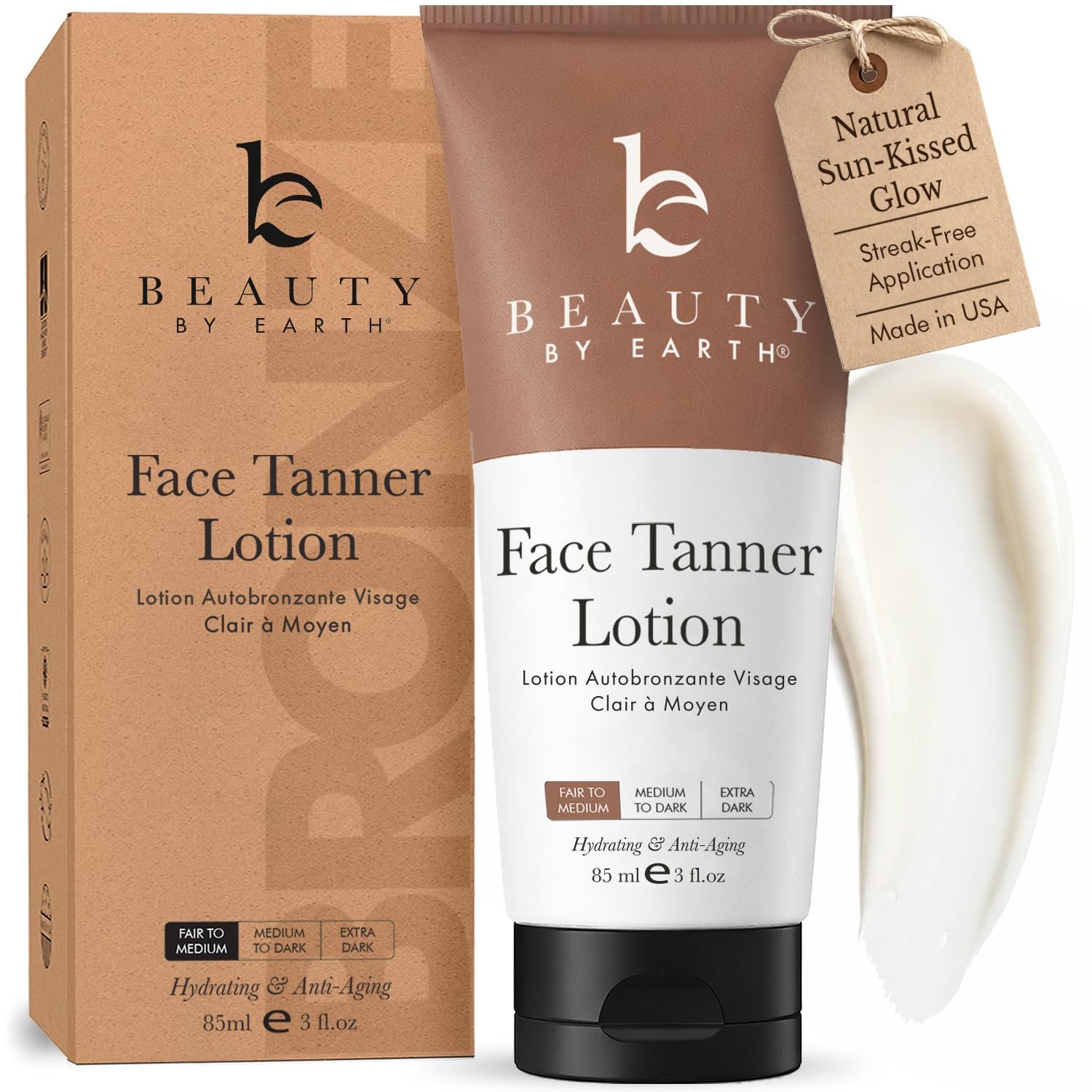 Face Tanner – USA Made with Natural & Organic Ingredients, Gradual Facial Self Tanner Lotion for Natural-Looking Fake Tan & Streak-Free Natural Glow