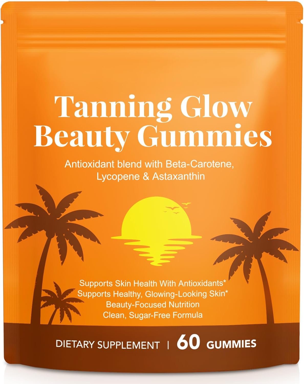 Tanning Gummies with Astaxanthin for Women and Men, Sunless Tanning Gummies with Beta Carotene, Lycopene & Astaxanthin, Healthy Tanning Skin, Vegan & Sugar Free – 60 Count