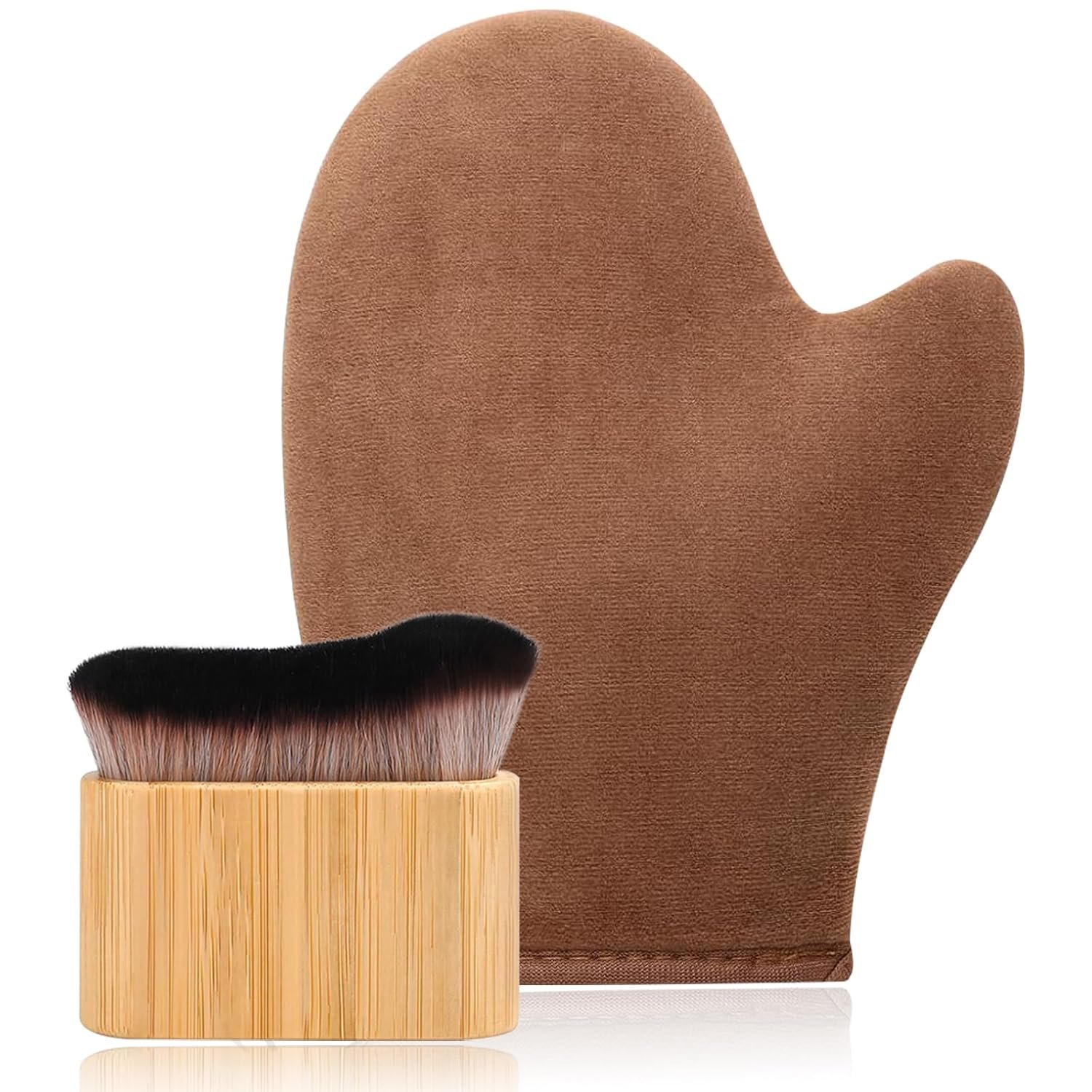 2 in 1 Streak-Free Tanning Mitt Set, Self Tanner Mitt, Tanning Brush | Leakproof-lined Self Tanning Mitt, Self Tanner Brush, Reusable Tanning Mitts Self Tanner Applicator for Lotion, Mousse