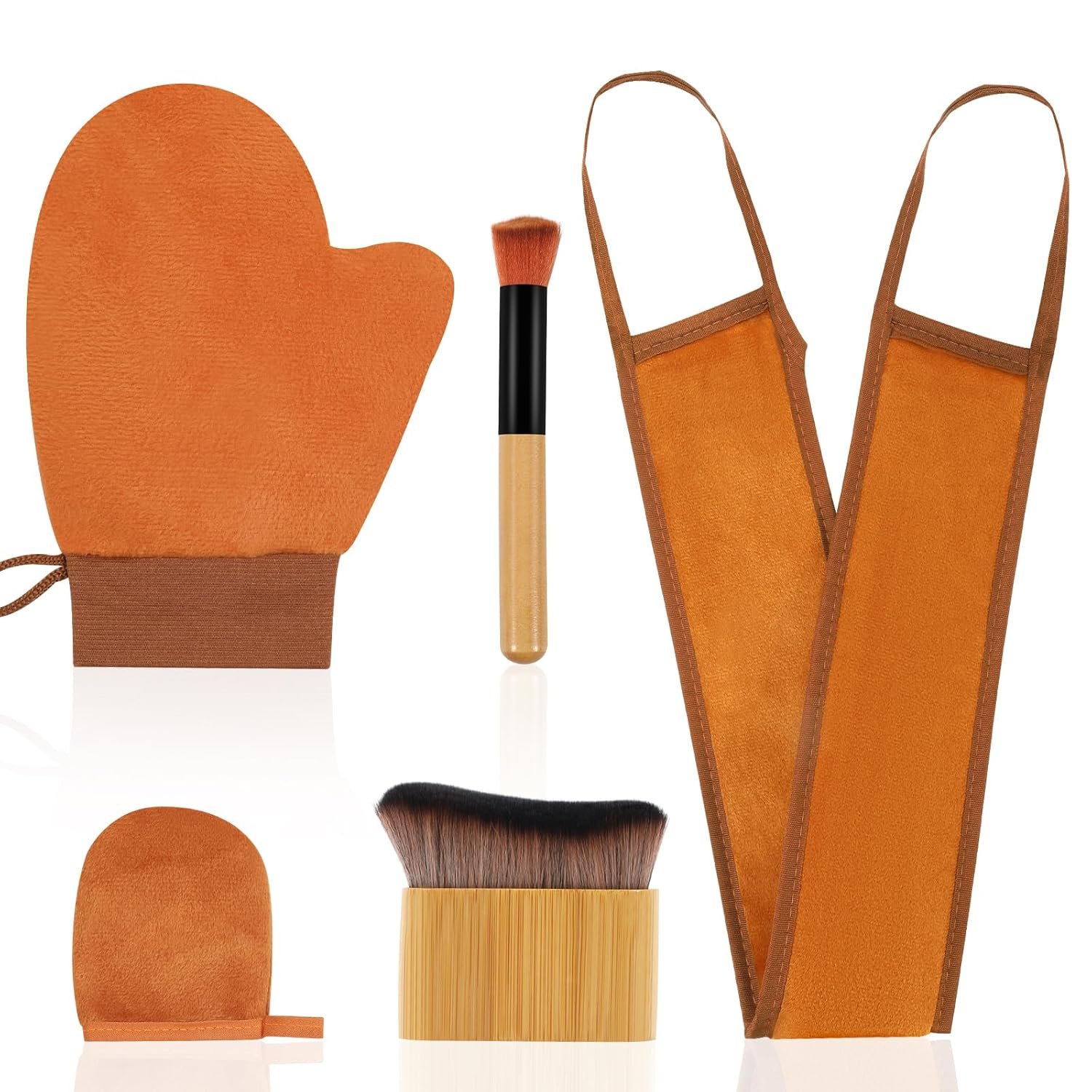 DEBETOOL 5 in 1 Self Tanner Mitt Applicator Kit – Professional Self Tanning Mitt & Back Applicator, Includes Face Tanner Mitt & Body Brush for Streak-Free, Palm-Free Tan