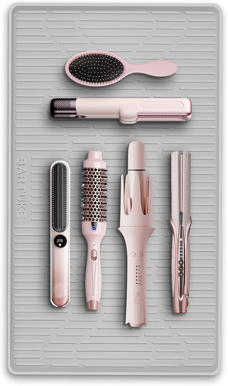 Lorvain Oversize Silicone Heat Resistant Mat for Hair Tools, Large Silicone Mat for Curling Iron, Flat Iron, Hot Tools Holder, Portable Hair Straightener Pad Cover for Travel Vanity Salon(24″ x 17”)
