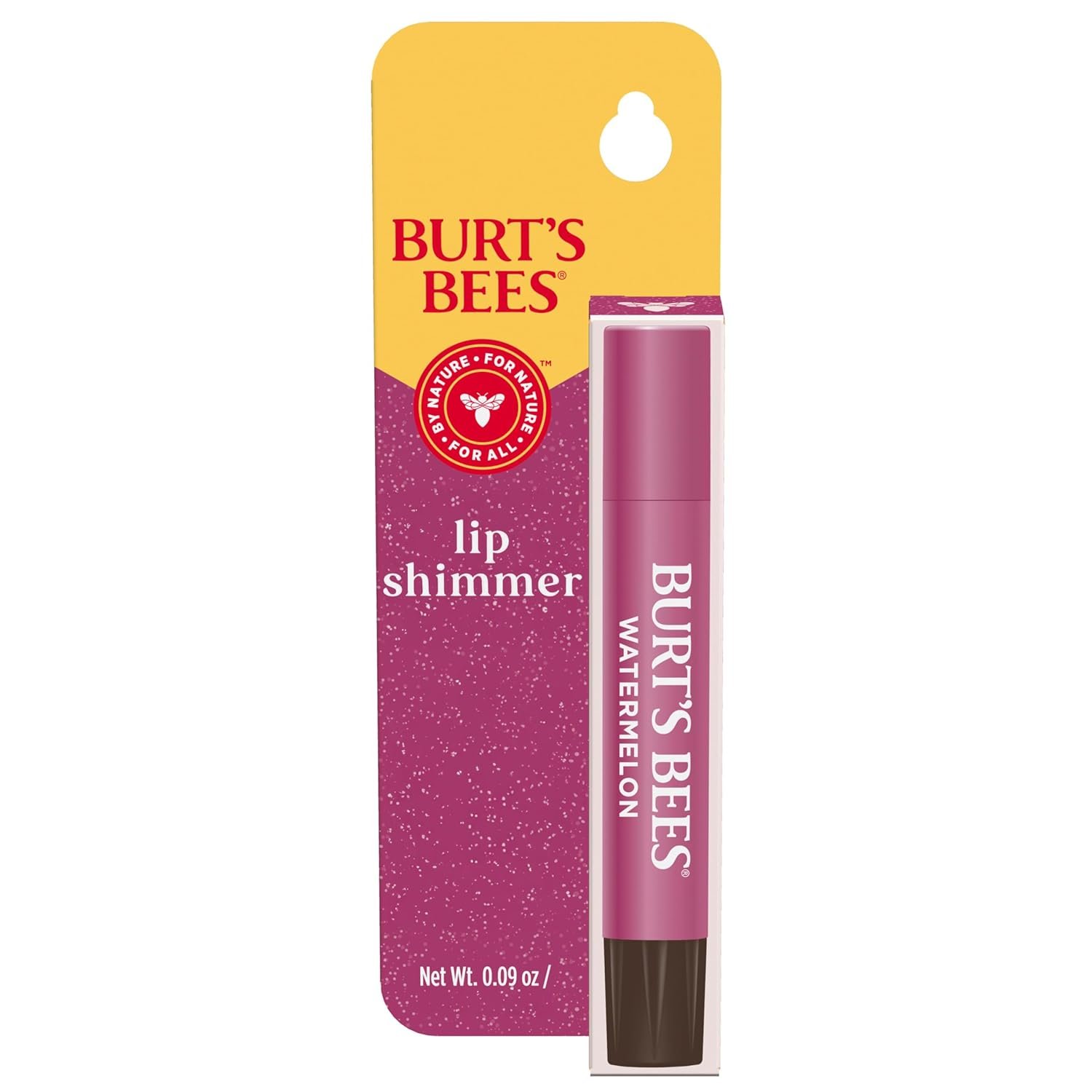 Burt’s Bees Shimmer Lip Tint, Tinted Lip Balm Stick, Moisturizing for All Day Hydration with Natural Glowy Pigmented Finish & Buildable Color, Watermelon, 1 Tube, 0.09 oz.