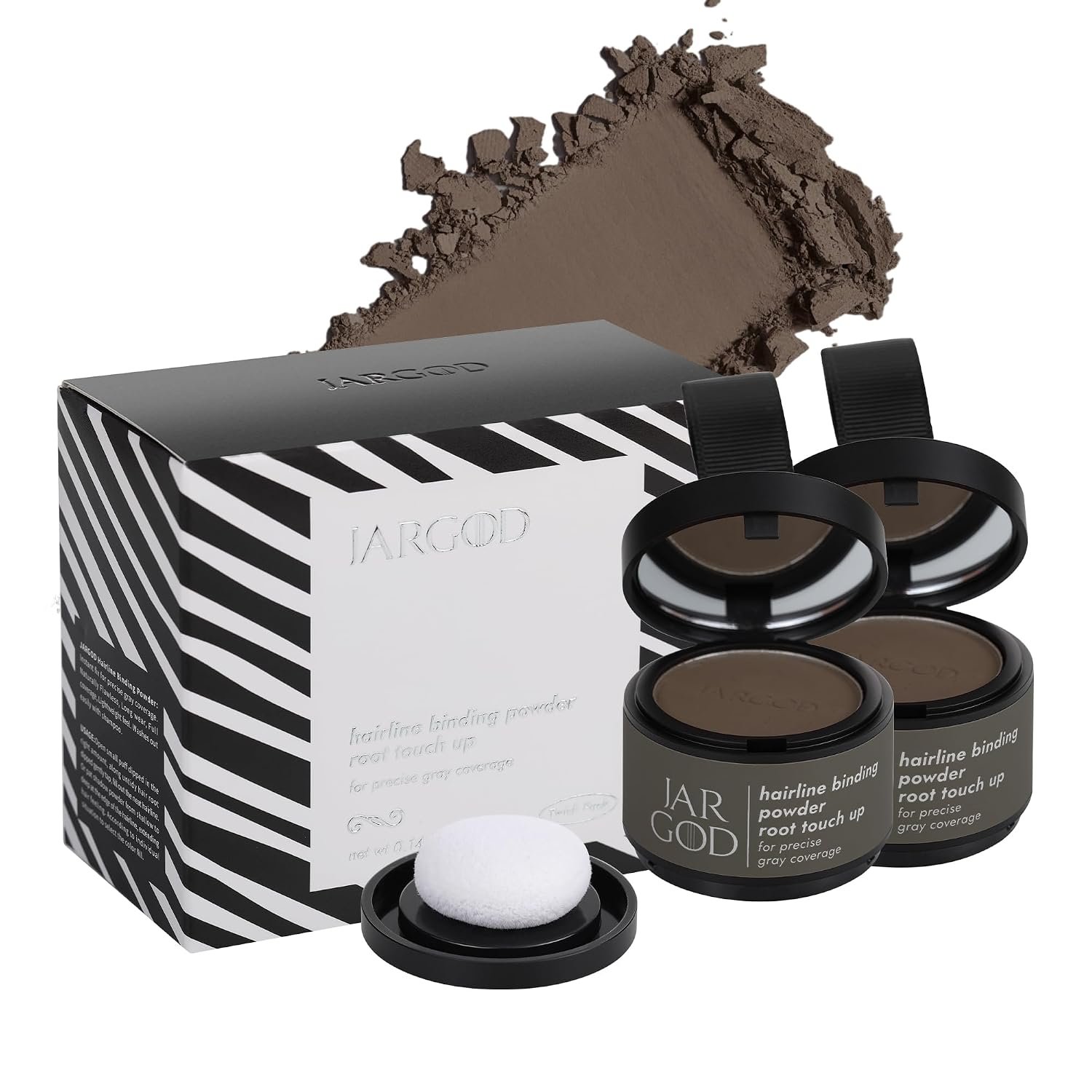 Hairline Root Touch-Up Powder for Instant Gray Coverage and Temporary Hair Color for Roots and Highlights for Women & Men (0.14 Ounce (Pack of 2), Dark Brown)