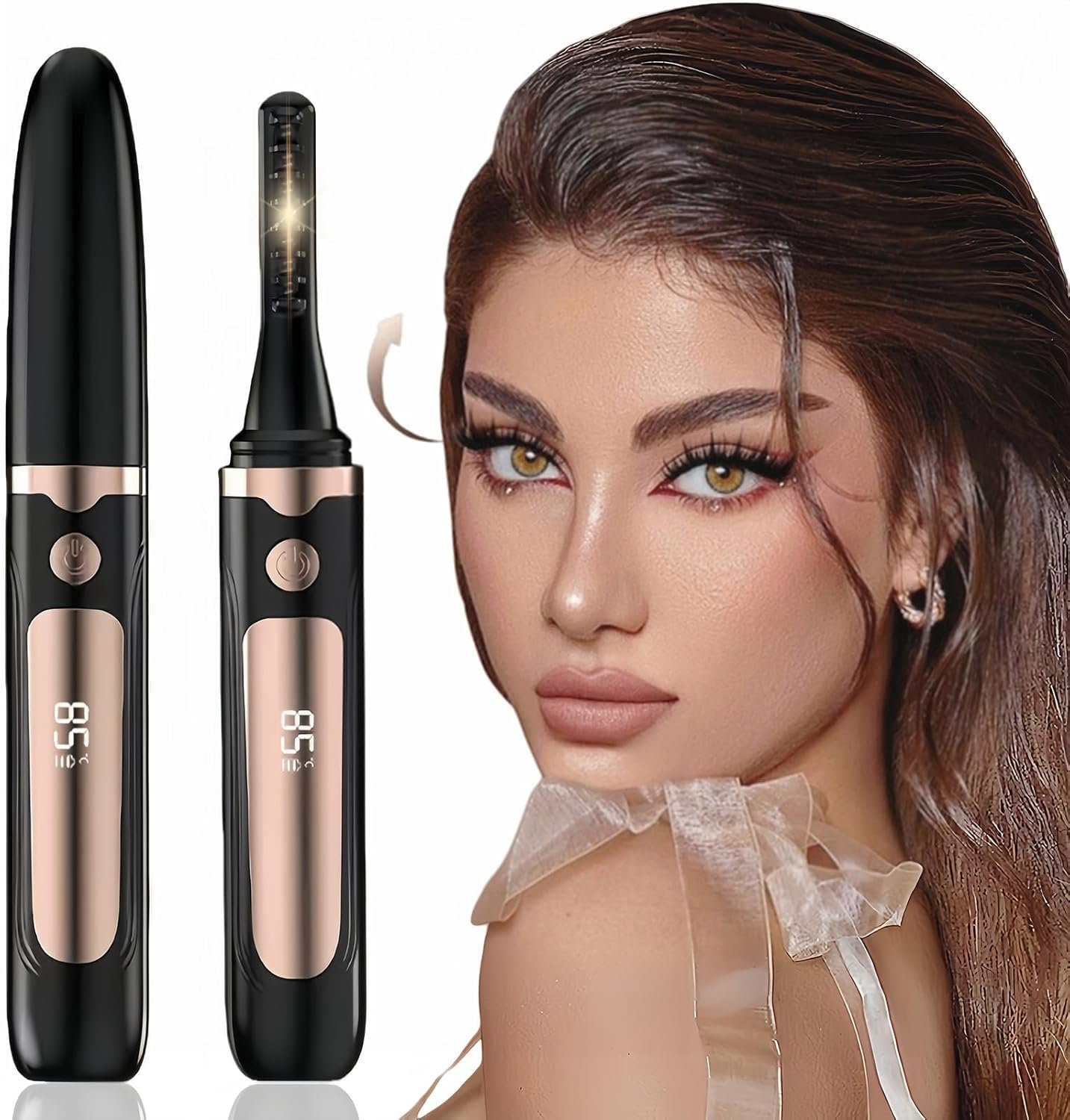 Heated Eyelash Curler – Heated Lash Curler Electric Eyelash Curler 4 Temp Settings for Makeup Tools for Achieving A Natural Curl and Long Lasting Eyelashes, Designed for Women, Black