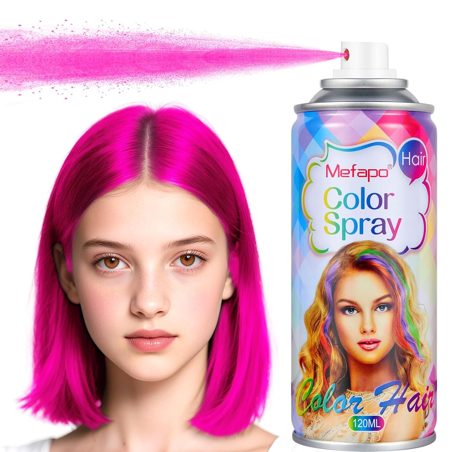 Pink Hair Spray, Temporary Hair Color Spray for Kids Women Men, Temporary Pink Hair Dye, Washable Hair Color Wax Natural Hair Strong Style Gel Cream for Christmas Party Makeup,Cosplay(4.06oz)