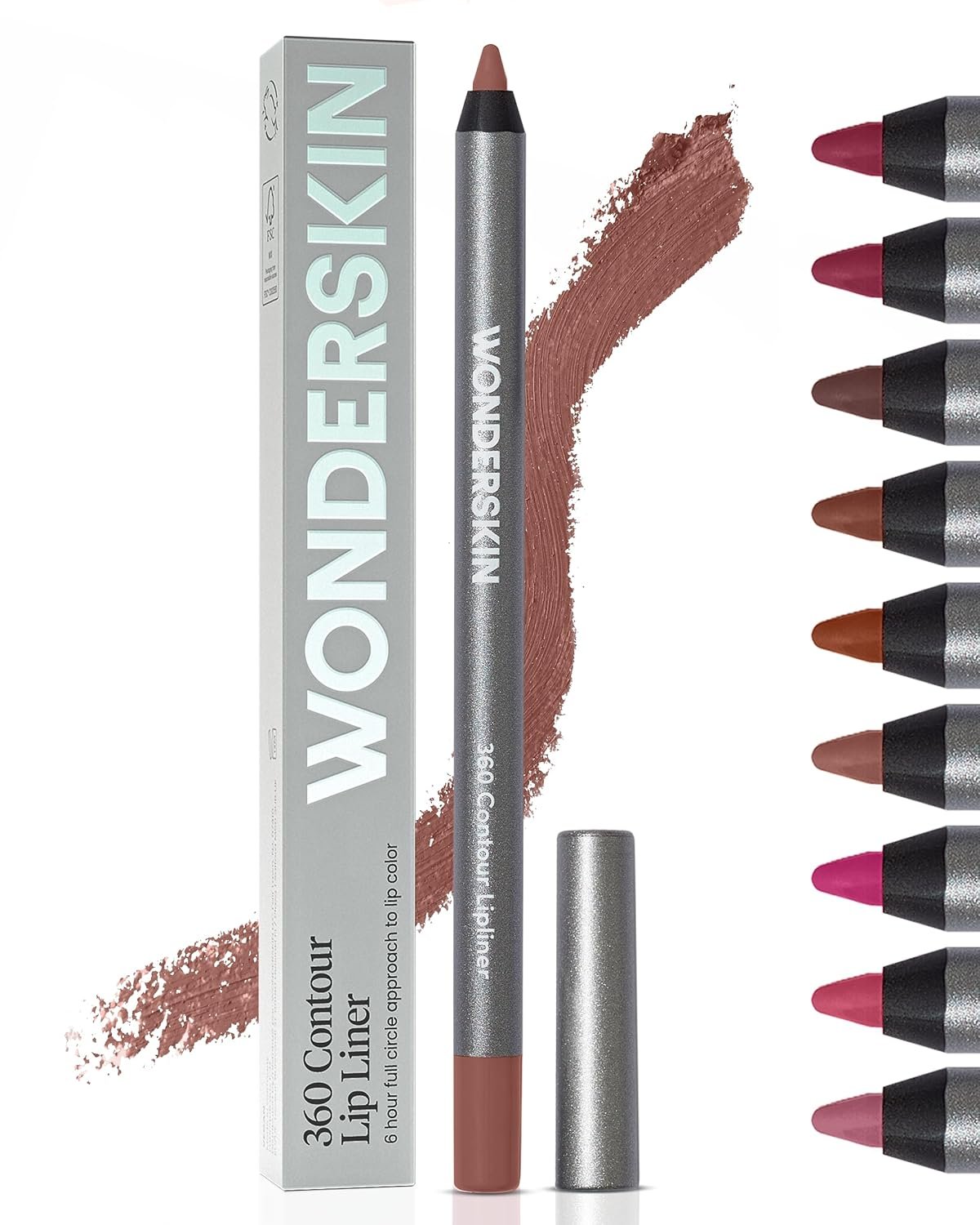 Wonderskin Lipliner Pencil – 360 Contour Lipliner, Long Lasting, Sharpenable, Waterproof and Transfer-Proof Brown Lip Liner Pencil (Saddle)
