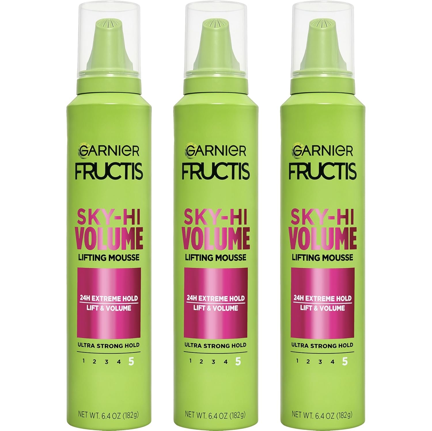 Garnier Fructis Style Sky-Hi Volume Mousse, Extreme Hold, 6.4 Oz, 3 Count (Packaging May Vary)