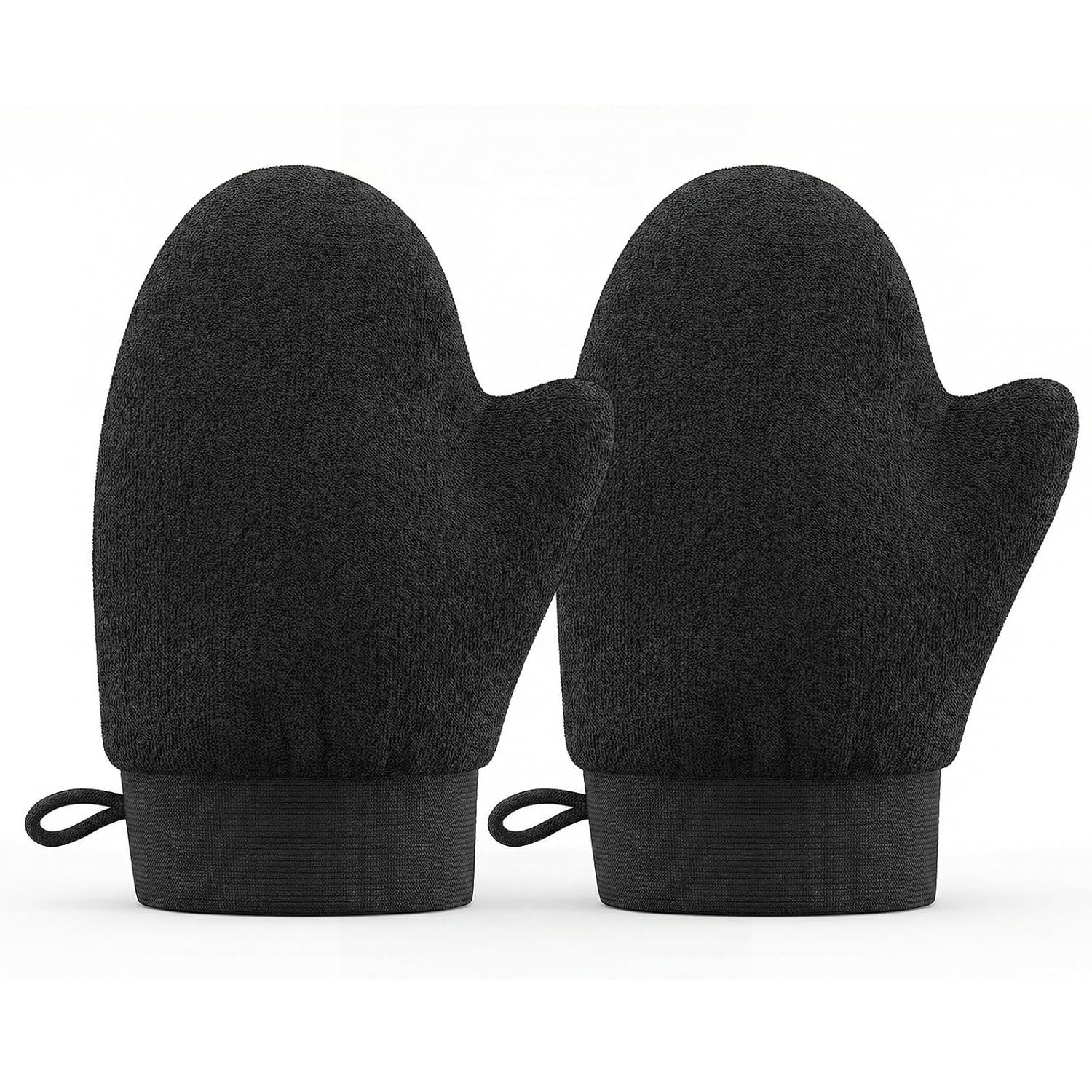 2 Pack Self Tanning Mitt, Self Tanner Applicator for Flawless Double Sided Tanner Mitt Elastic Wrist Tanning Gloves Fake Tan Mit with Thumb Design for Men Women Tan Lotion Mousse Sunless, Black
