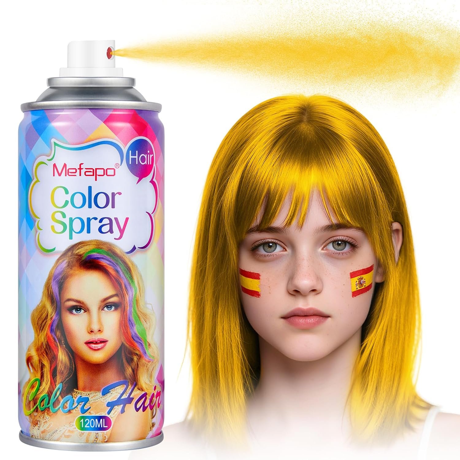 Acomler Gold Blonde Yellow Hair Spray Temporary Hair Color Spray for Kids Women Men, Washable Temporary Hair Dye Spray, One-Time Use Hair Color Wax for Cosplay, Christmas Party, Halloween(Gold,4.06Oz)