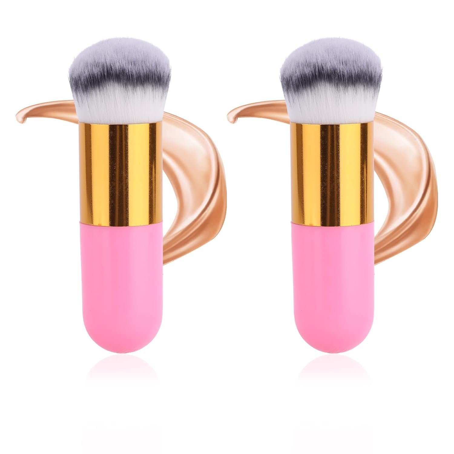2pcs Self Tanning Brush for Face, Ultra Soft Face Tan Brush Perfect Makeup Tool Bronzer Blending Applicator Brushes for Tanner Agent Sunscreen Blush Foundation